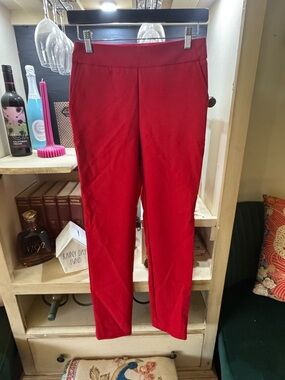 Rachel Zoe Bright Red Cropped Slim Ankle Pants